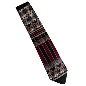 Vintage Signore 90s Silk Necktie Art Deco Style